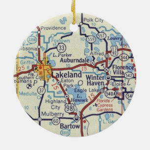 Vintage Karte Winterhaven und Lakeland Keramik Ornament