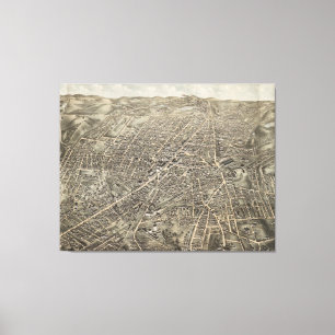 Vintage Karte Worcester MA (1878) Leinwanddruck