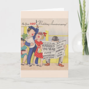 Vintage Karte zum ersten Hochzeitstag