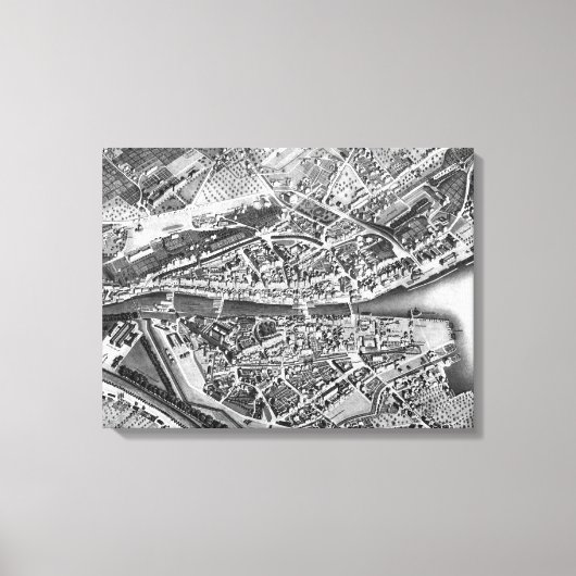 Vintage Karte Zürich Schweiz (1850) Leinwanddruck (Vorderseite)