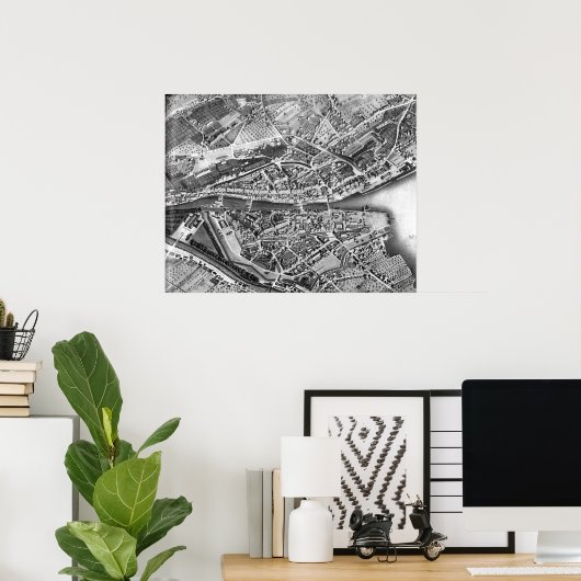 Vintage Karte Zürich Schweiz (1850) Poster (Heimbüro)