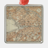 Vintage Karte Zürich Schweiz (1913) Silbernes Ornament (Vorne)