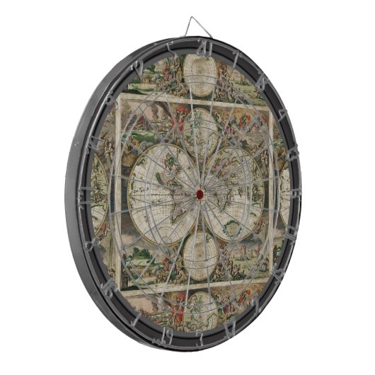 Vintage Kartemehrsprachiger Dartboard Dartscheibe (Vorderseite Links)