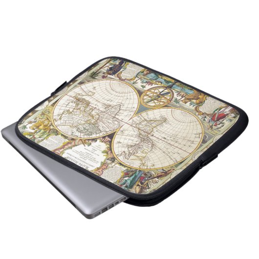 Vintage Karten aus aller Welt Laptopschutzhülle (Vorne Knopf)