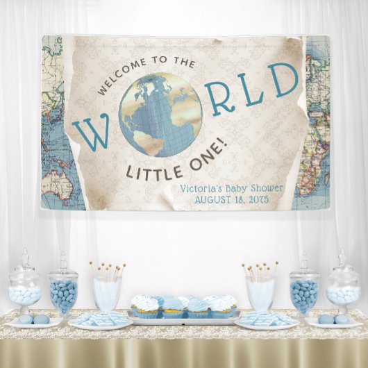 Vintage-Karten-Baby-Shower-Banner Banner