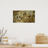 Vintage Karten der alten Welt Antike Karten Poster (Küche)