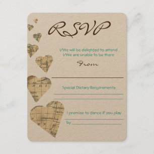 Vintage-Karten-Herzen RSVP Karte