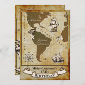 Vintage Karten-Piraten-Geburtstags-Party Einladung (Vorne/Hinten)