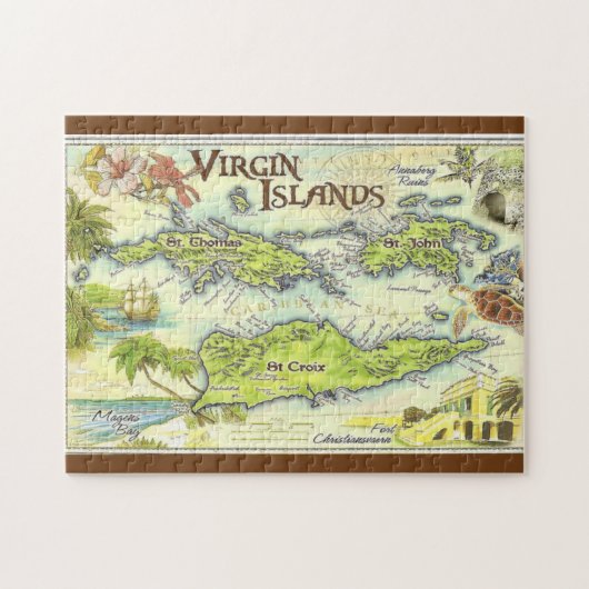 Vintage Karten, USVI Puzzle (Horizontal)