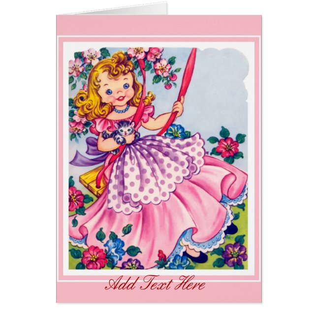 Vintage Kartenkartenträgerin und -katze (Vorne)