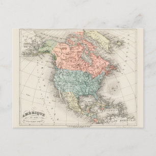 Vintage kartografische Karte von Nordamerika (1878