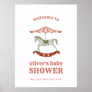 Vintage-Karussell-Kirmes-Baby-Shower-Willkommen Poster