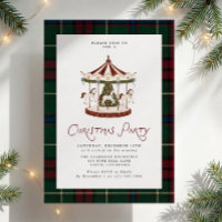 Vintage-Karussell-Tartan-Weihnachtsfeier-Einladung