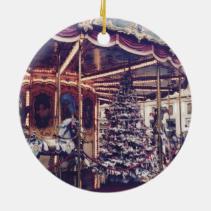 Vintage Karussell-Weihnachtsverzierung Keramikornament