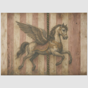 Vintage-Karussellpferd Pegasus   Antikes Karneval  Seidenpapier