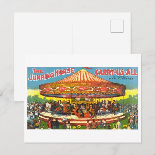 Vintage Karussellwerbung Postkarte (Vorne/Hinten)