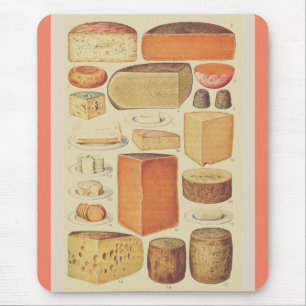 Vintage-Käse-Diagramm-Illustration Käse-Menü Mousepad