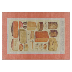Vintage-Käse-Diagramm-Illustration Käse-Menü Schneidebrett