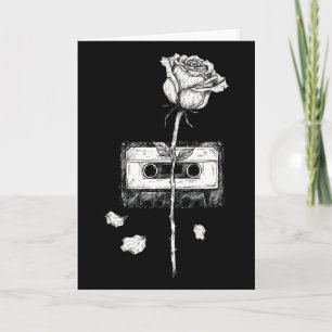 Vintage-Kassette mit aufblühender Rose Ästhetik Karte