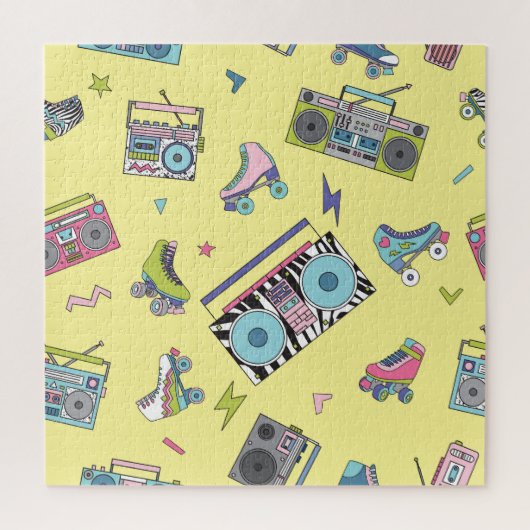 Vintage-Kassette, Rollschuhe: Retro Puzzle (Vertikal)