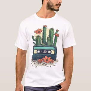Vintage-Kassettenband-Kaktus Retro-Wüstenblumen  T-Shirt