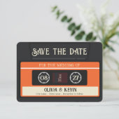 Vintage Kassettenhochzeit Save The Date (Stehend Vorderseite)