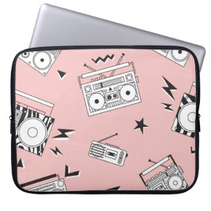 Vintage-Kassettenrekorder: Retro-Muster. Laptopschutzhülle