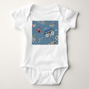 Vintage Kassettenspieler: Retro Nahtlose Kunst Baby Strampler