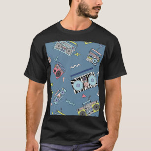 Vintage Kassettenspieler: Retro Nahtlose Kunst T-Shirt
