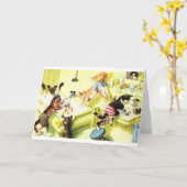 Vintage Kat-Bath-Time-Chaos Karte (Gelbe Blume)