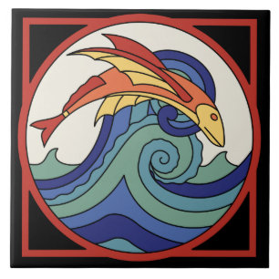 Vintage katalanische Insel Fisch Fliese