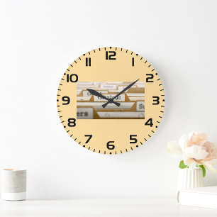 Vintage Katalog-Ordner-Kataloge Tab-Organisation Große Wanduhr