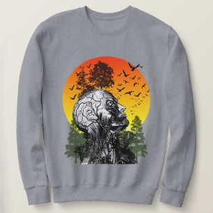 Vintage Kater Mensch Baum Retro Sonnenuntergang    Sweatshirt