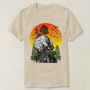 Vintage Katerstimmung Mensch Baum Retro Sonnenunte T-Shirt