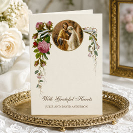 Vintage katholische Hochzeit der Heiligen Familie Dankeskarte