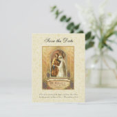 Vintage katholische Hochzeit Save the Date (Stehend Vorderseite)