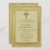 Vintage katholische Hochzeitsfeier Grün 1 Einladung (Vorne/Hinten)