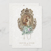 Vintage katholische Hochzeitskirche Mint Lavender Einladung (Vorne/Hinten)