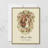 Vintage katholische Hochzeitskirsche Blüten Religi Dankeskarte (Vorderseite)