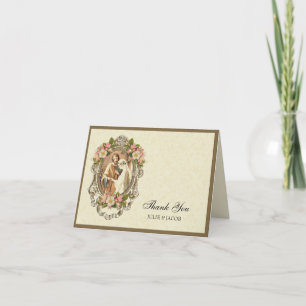 Vintage katholische Hochzeitskirsche Blüten Religi Dankeskarte