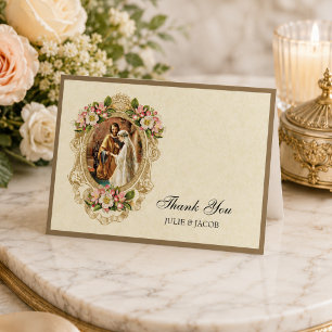 Vintage katholische Hochzeitskirsche Blüten Religi Dankeskarte