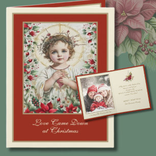 Vintage katholische Jesus-Weihnachtsfotografie Feiertagskarte