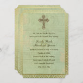 Vintage katholische Kreuzantikhochzeit Einladung (Vorne/Hinten)