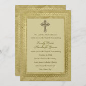 Vintage katholische Kreuzverheiratung Einladung Gr (Vorne/Hinten)