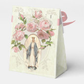 Vintage katholische religiöse gesegnete Mary Pink  Geschenkschachtel (Rückseite)