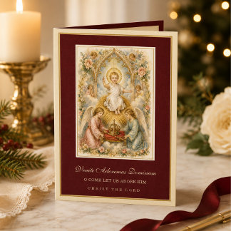 Vintage katholische Weihnachts-Engel des Jesuskind Feiertagskarte