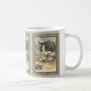 Vintage Katz und Maus "gewartet für mich?" Kaffeetasse