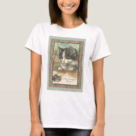 Vintage Katz und Maus "gewartet für mich?" T-Shirt