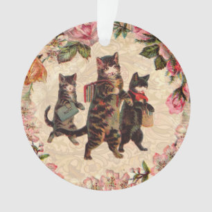 Vintage-Kätzchen auf dem Weg zur Schule Druck: Vik Ornament