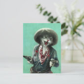 Vintage Kätzchen-Cowgirl-Postkarte Postkarte (Stehend Vorderseite)